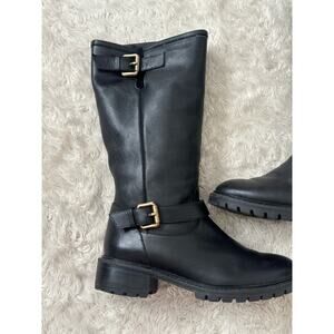 Fendi Rabbit Fur Lined Motorcycle Boot Moto Black Leather Gold Hardware